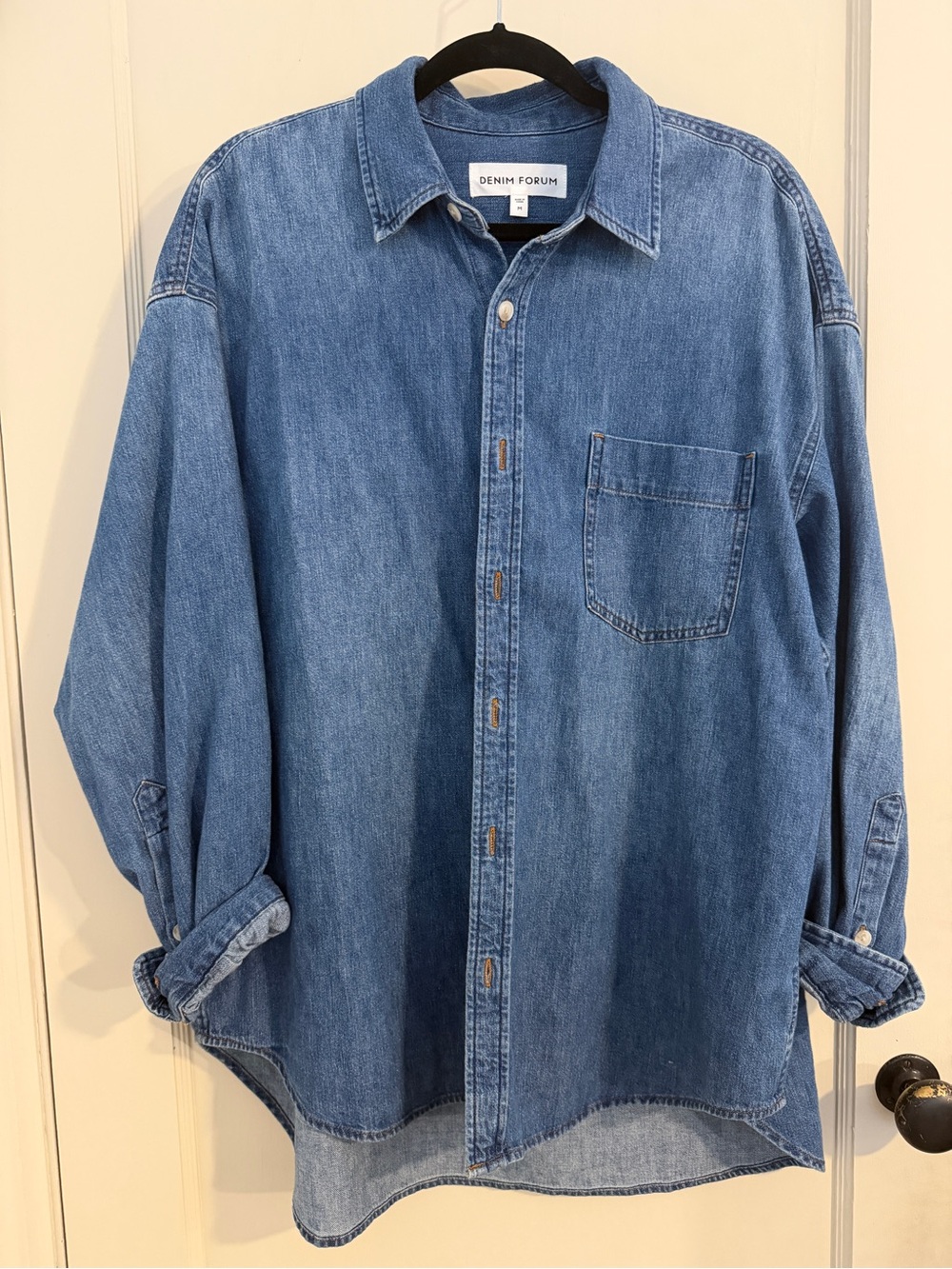 Aritzia Blue Denim Button-Down Shirt
